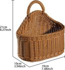 2 Pcs Hanging Storage Baskets, Plastic Pantry Wicker Baskets, Wall Mount Basket with Hook, Decorative Baskets for Organizing, Small Woven Baskets for Kitchen Bathroom(Brown)