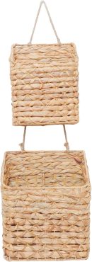 Wall Hanging Water Hyacinth storage baskets,Woven Rustic Farmhouse Door Baskets for decor,Small and Large Size