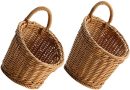 2pcs Hanging Woven Storage Basket Slanted Wall Mounted Flower Planter Pot Rattan Wall Plant Holder Farmhouse Egg Basket for Garlic Fruit