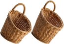 Wall Hanging Onion Basket, 2pcs Wicker Woven Basket Handmade Rattan Basket Fruits and Veggies Storage Basket for Pantry Kitchen Garden
