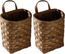 Wooden Flower Basket - Jute Hanging Rattan Wall Mount Wicker Basket - 2pcs
