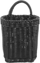 Nordic Style Woven Hanging Wall Basket, Black Plastic Storage Basket for Kitchen, Bathroom, Living Room, 9.05 X 5.90 X 4.72 Inches, Multi-Functional Organizer with Handle