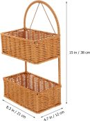 Wall 2 Tiers Storage Basket Woven Hanging Organizer Basket Wall-mounted Organizer Bins Decorative Wall Basket for Home Kitchen Bathroom over The Door Organizer