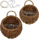 2Pcs Round Hanging Planter Burlap Flower Basket Flower Hanging Basket Wall Hanging Garden Planter Rattan Storage Basket Round for Indoor Outdoor