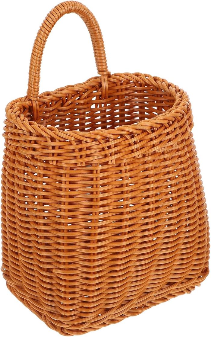 Imitation Rattan Flower Basket Willow Hand Woven Wall Basket Organizer Wicker Hanging Fruit Vegetable Basket Onion Basket Home Decoration