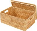 Rattan Basket With Lid,Large Storage Basket Lidded,Rattan Box For Shelf (16.5" L×12.6"W×7"H)