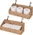 Woven Wall Baskets for Storage, Water Hyacinth Baskets for Shelf, Wall Storage for Kitchen and Bathroom, Hanging Baskets for Organizing, 2 Pack