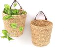 Water Hyacinth Hanging Storage Baskets 2 Pack Woven Wall Hanging Baskets for Organizing Flower Plants Boho Decor 7" x 7"